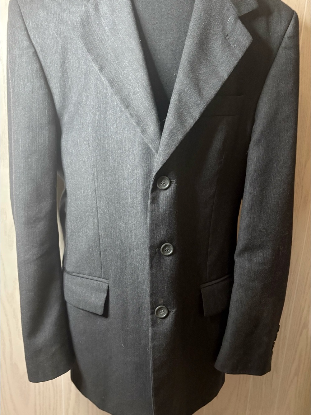 Vintage Italian Wool Men's Black Single-Breasted Blazer 38